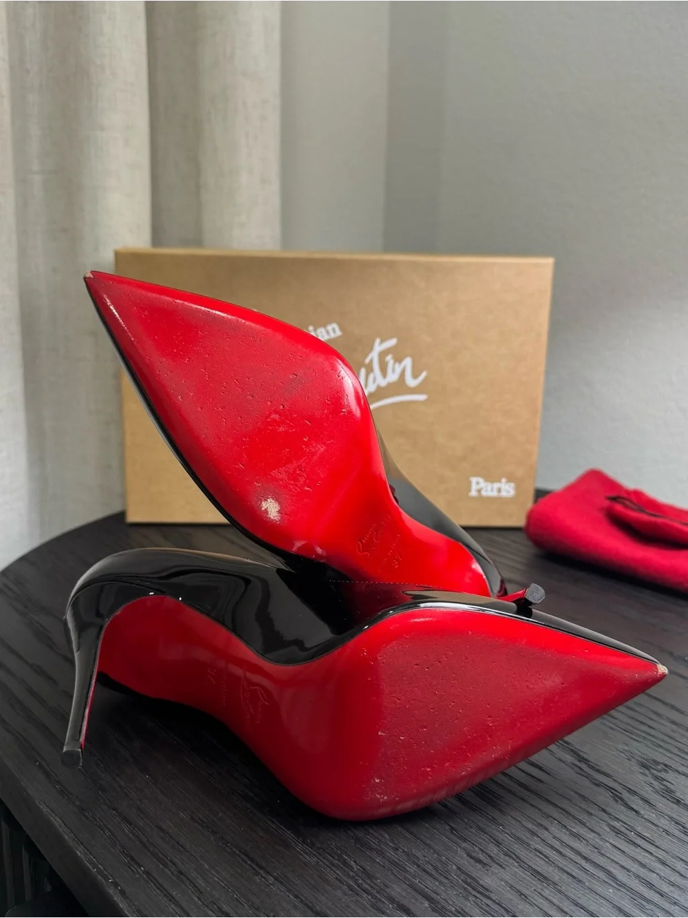 Christian Louboutin Black Patent Leather Pumps with Red Soles